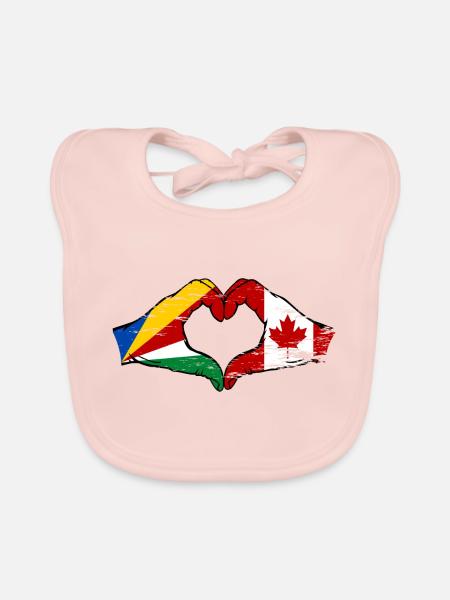 Seychellen Kanada Flagge Hände Herzform used - Baby Bio-Lätzchen - Rose