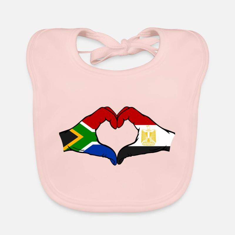 Afrique du Sud Égypte Drapeau Mains Coeur Forme Bavoir bio Bébé