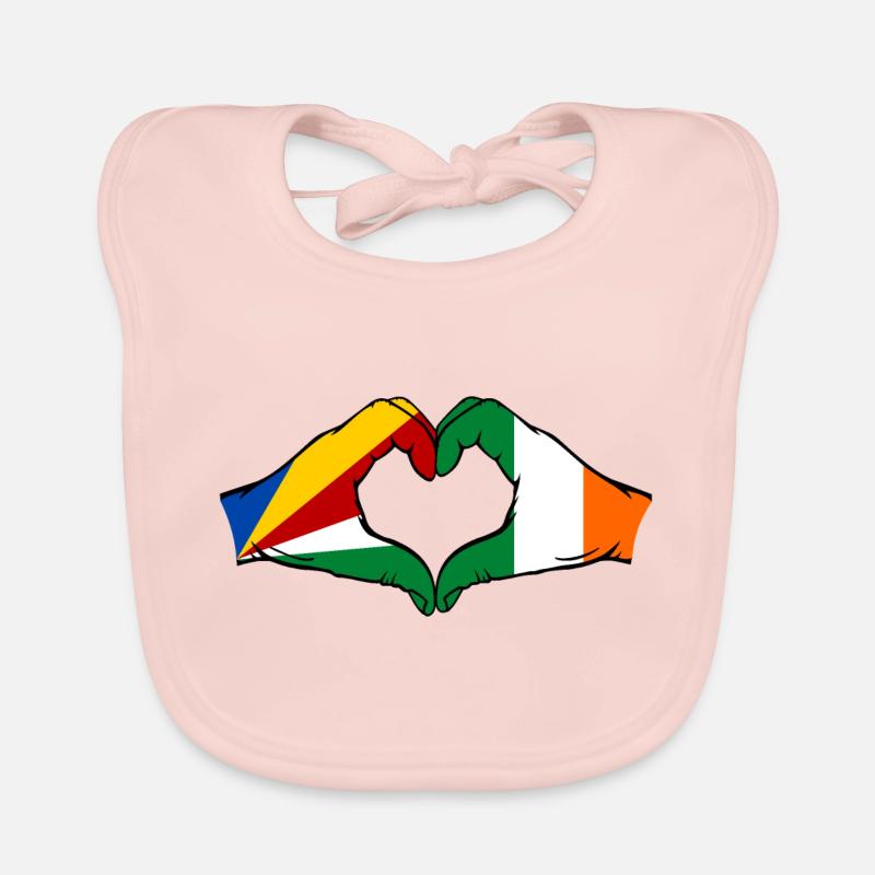 Seychelles Ireland Flag Hands Heart Shape Organic Baby Bibs