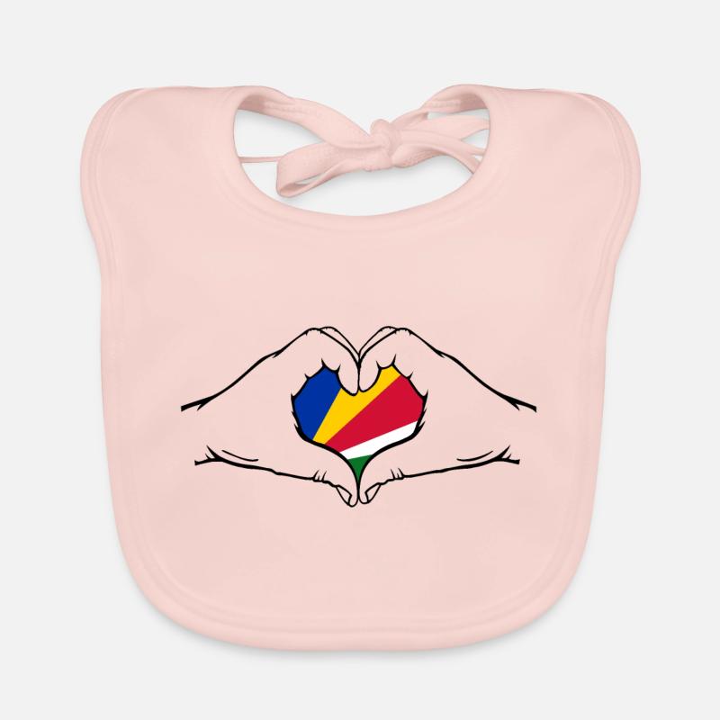 Drapeau des Seychelles Mains Forme Coeur Bavoir bio Bébé