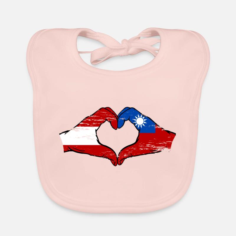 Autriche Taiwan drapeau mains forme de coeur utilisé Bavoir bio Bébé