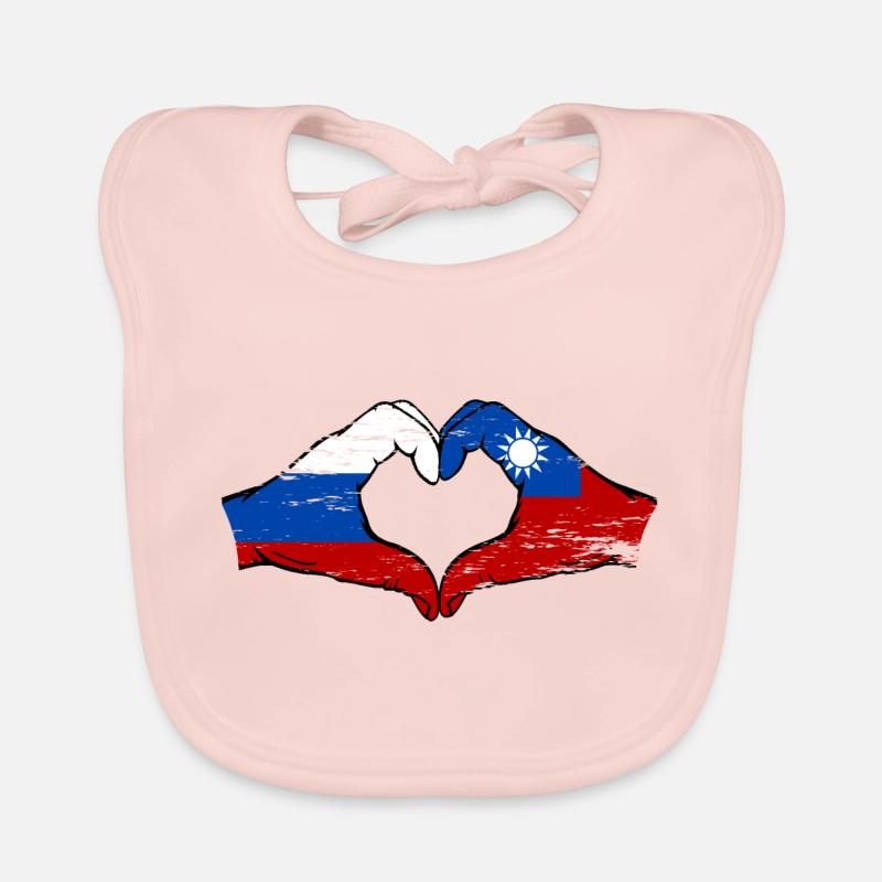 Russie Taiwan drapeau mains forme de coeur utilisé Bavoir bio Bébé