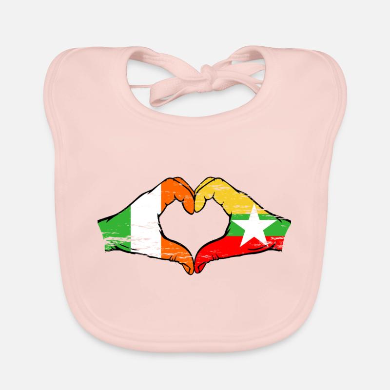 Irlande Myanmar drapeau mains forme de coeur utilisé Bavoir bio Bébé