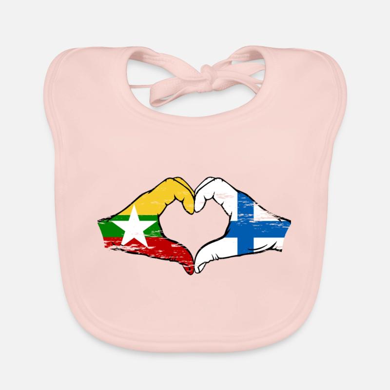 Myanmar Finlande drapeau mains forme de coeur utilisé Bavoir bio Bébé