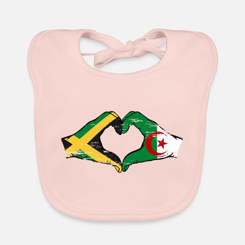 Jamaïque Algérie Mains Forme Coeur Utilisé - Bavoir bio Bébé - rose