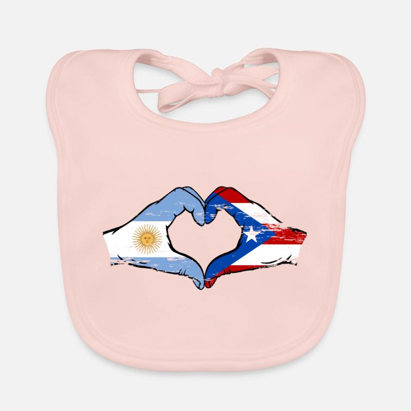 Argentine Porto Rico drapeau mains forme de coeur utilisé Bavoir bio Bébé