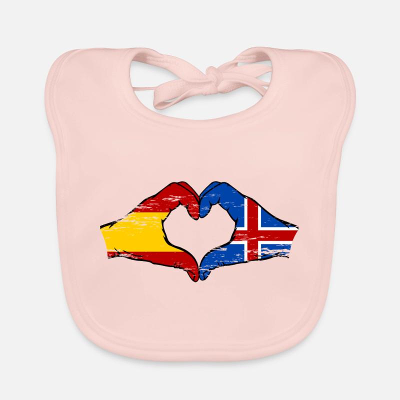 Espagne Islande drapeau mains coeur utilisé Bavoir bio Bébé