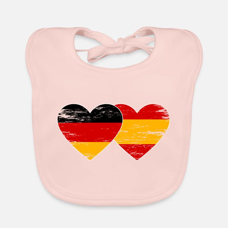 Allemagne Espagne Drapeau Mains Coeur Forme Utilisé Bavoir bio Bébé