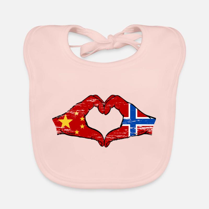 Chine Norvège drapeau mains forme de coeur utilisé Bavoir bio Bébé