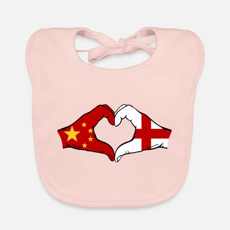 Chine Angleterre Drapeau Mains Coeur Forme Bavoir bio Bébé
