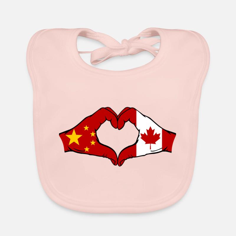 Chine Canada Drapeau Mains Coeur Forme Bavoir bio Bébé