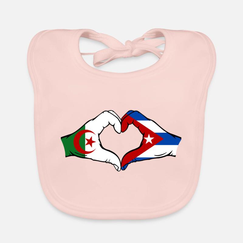 Algérie Cuba Drapeau Mains Coeur Forme Bavoir bio Bébé