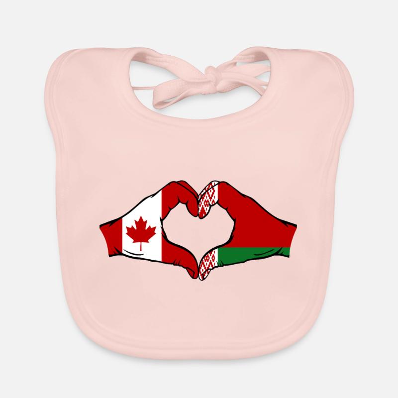 Canada Belarus Flag Hands Heart Shape Organic Baby Bibs