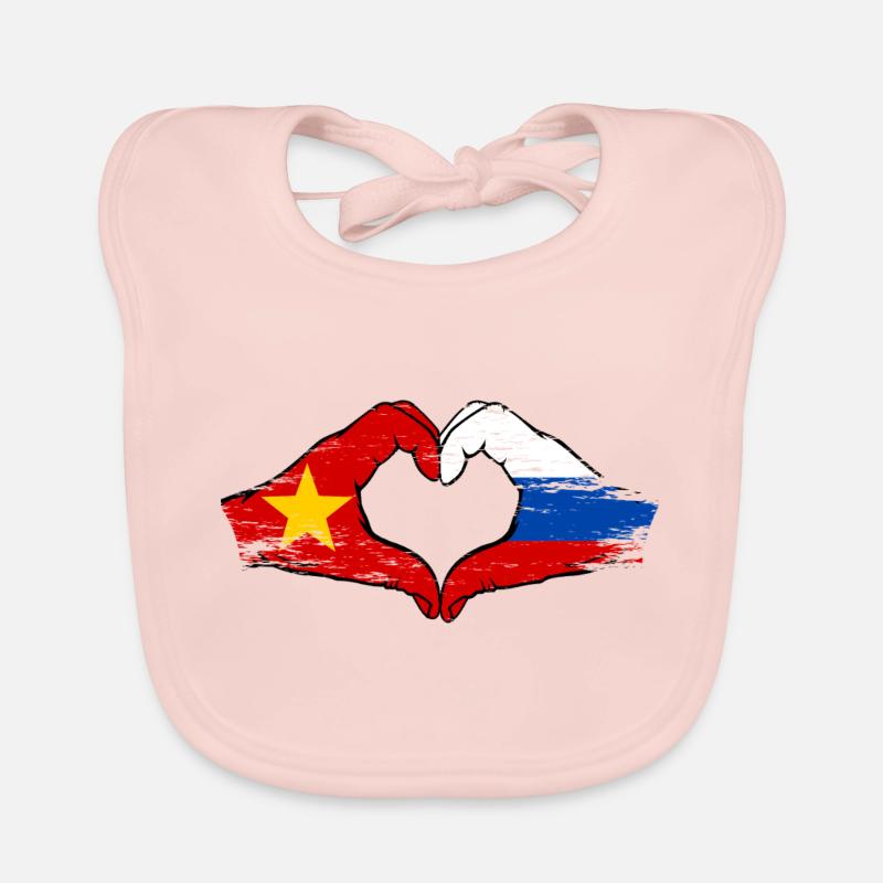Vietnam Russie Drapeau Mains Coeur Forme Utilisé Bavoir bio Bébé