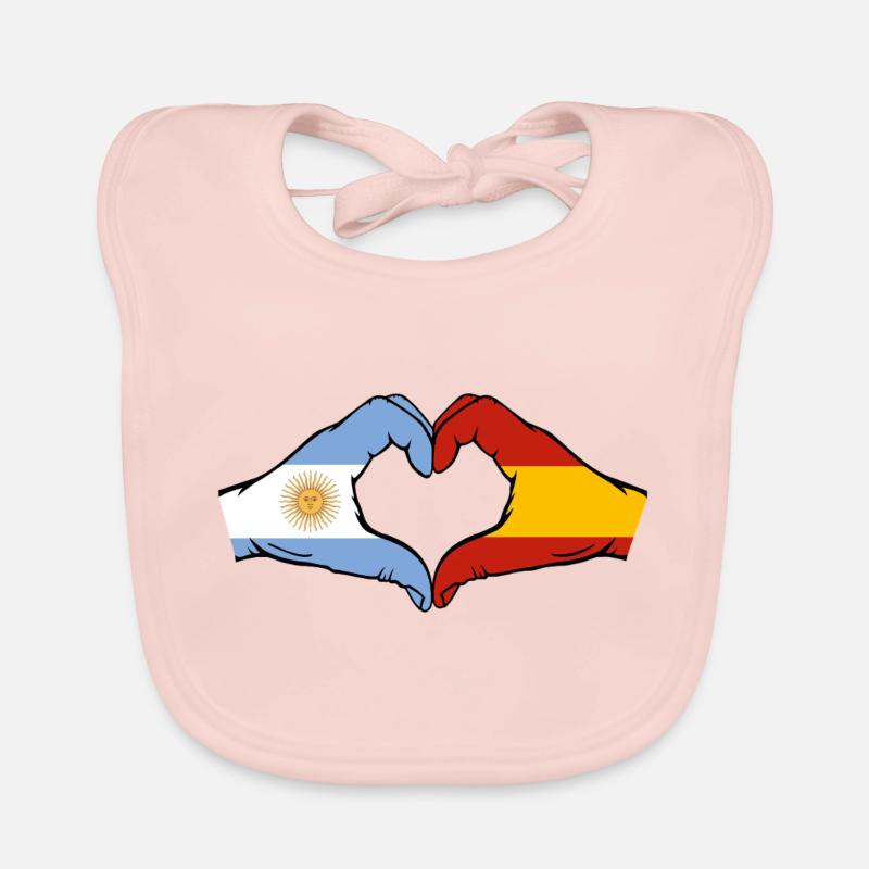Argentine Espagne Drapeau Mains Coeur Forme Bavoir bio Bébé