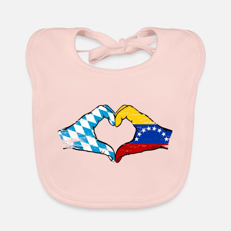 Bavière, Venezuela, drapeau, mains, forme de coeur utilisé Bavoir bio Bébé