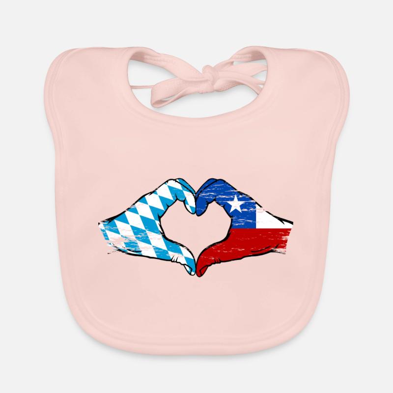 Bavière, Chili, drapeau, aiguilles, forme de coeur utilisé Bavoir bio Bébé