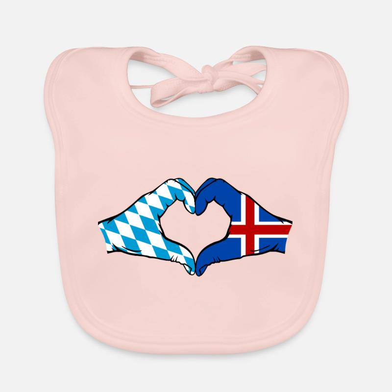 Bavière, Islande, drapeau, mains, forme de coeur Bavoir bio Bébé