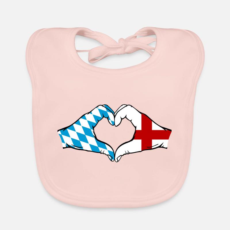 Bavière, Angleterre, Drapeau, Forme de coeur Bavoir bio Bébé