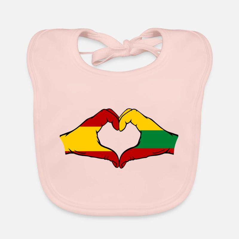Espagne Lituanie Drapeau Mains Coeur Forme Bavoir bio Bébé