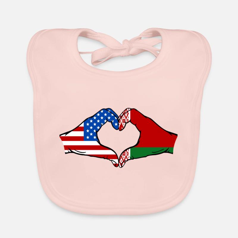 États-Unis Biélorussie drapeau mains forme coeur Bavoir bio Bébé