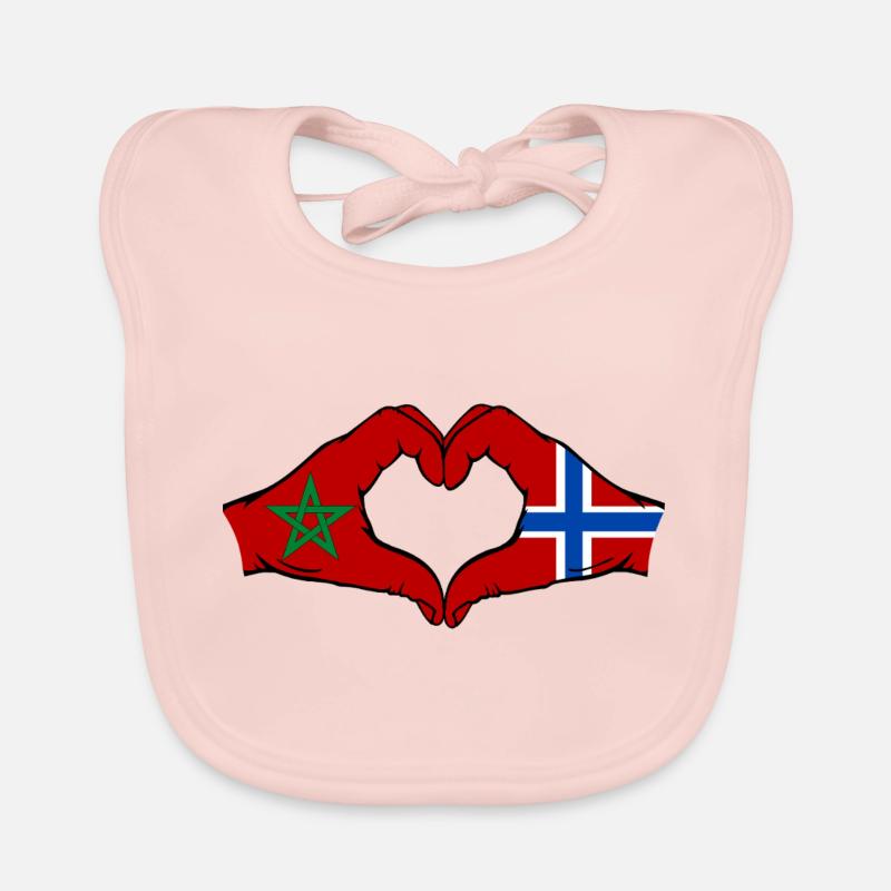 Maroc Norvège Drapeau Mains Coeur Forme Bavoir bio Bébé