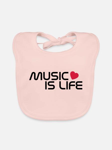 music is life heart FR - Bavoir bio Bébé - rose - Devant