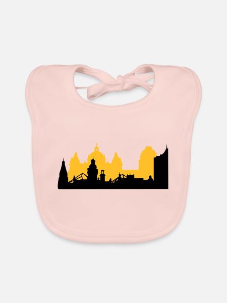 Leipzig Skyline - Baby Bio-Lätzchen - Rose - Vorne
