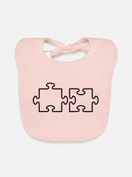 2 Puzzle Teile - Baby Bio-Lätzchen - Rose - Vorne