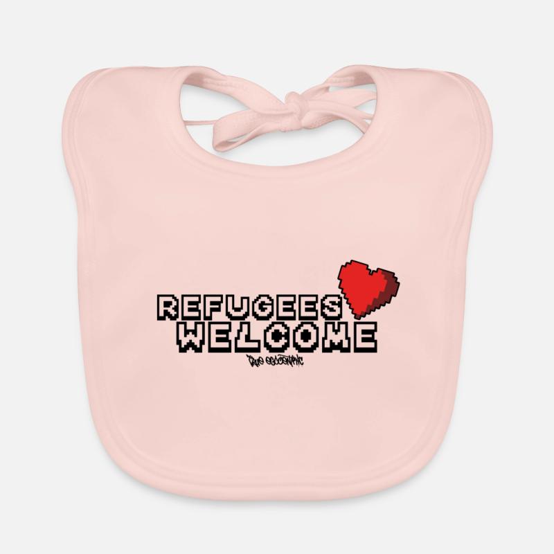 Réfugiés Bienvenue Pixel Conception Bavoir bio Bébé