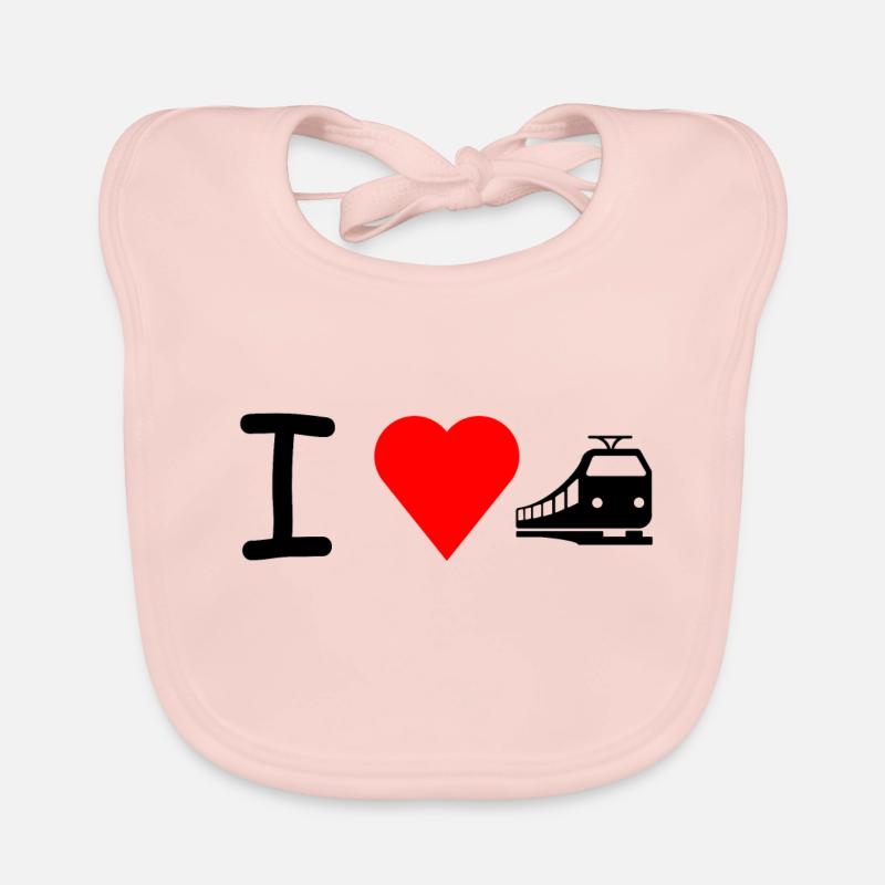 J'adore train du chemin de fer - Bavoir bio Bébé - rose
