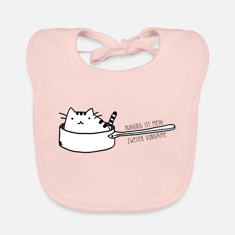 Chat dans le pan - faim - Bavoir bio Bébé - rose