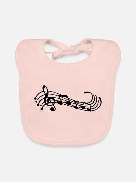 music_notes__f1 - Bavoir bio Bébé - rose - Devant