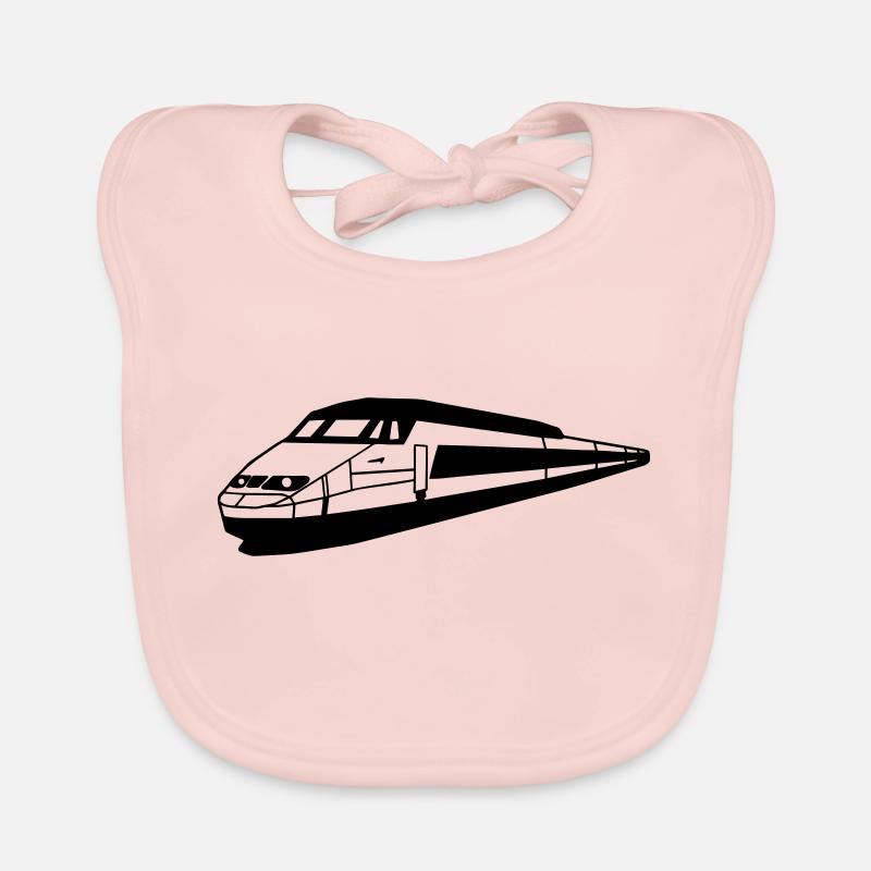 tgv train sncf grande vitesse cheminot - Bavoir bio Bébé - rose