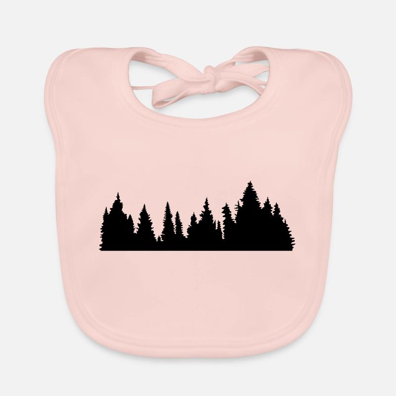 baeume wald nadelwald nadelbaum forst silhouette f - Baby Bio-Lätzchen - Rose