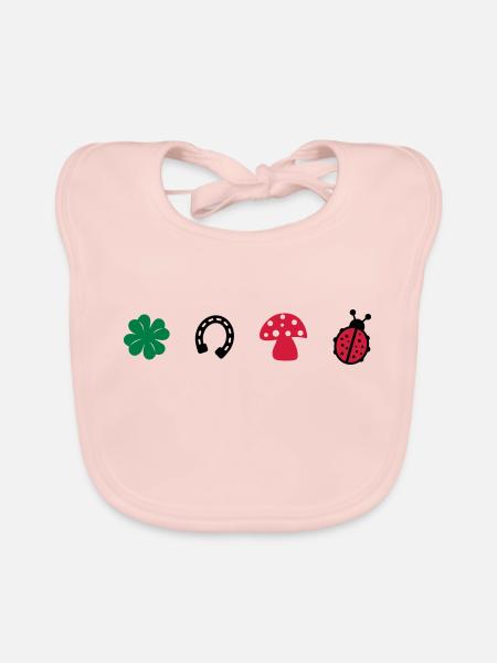 Glücksbringer - Baby Bio-Lätzchen - Rose - Vorne