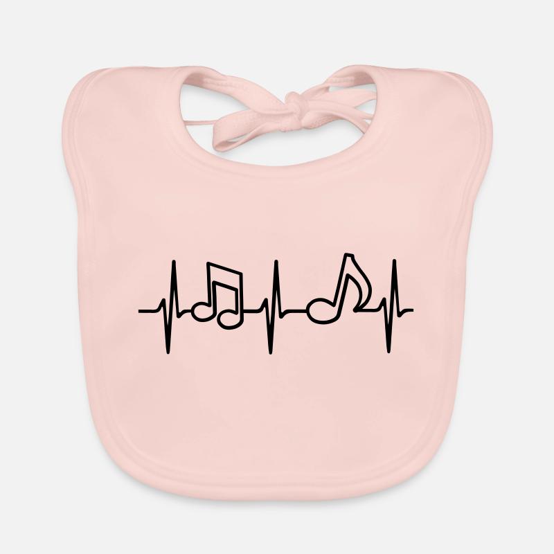 Heartbeat Music Note Notes de musique ECG - Bavoir bio Bébé - rose