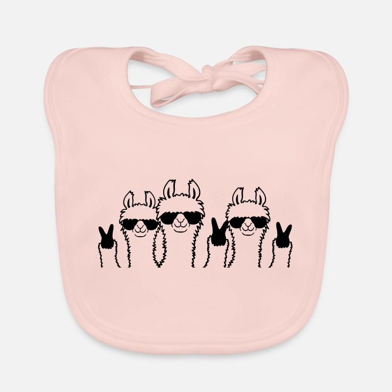Amis de l'équipage des lamas de la paix - Bavoir bio Bébé - rose