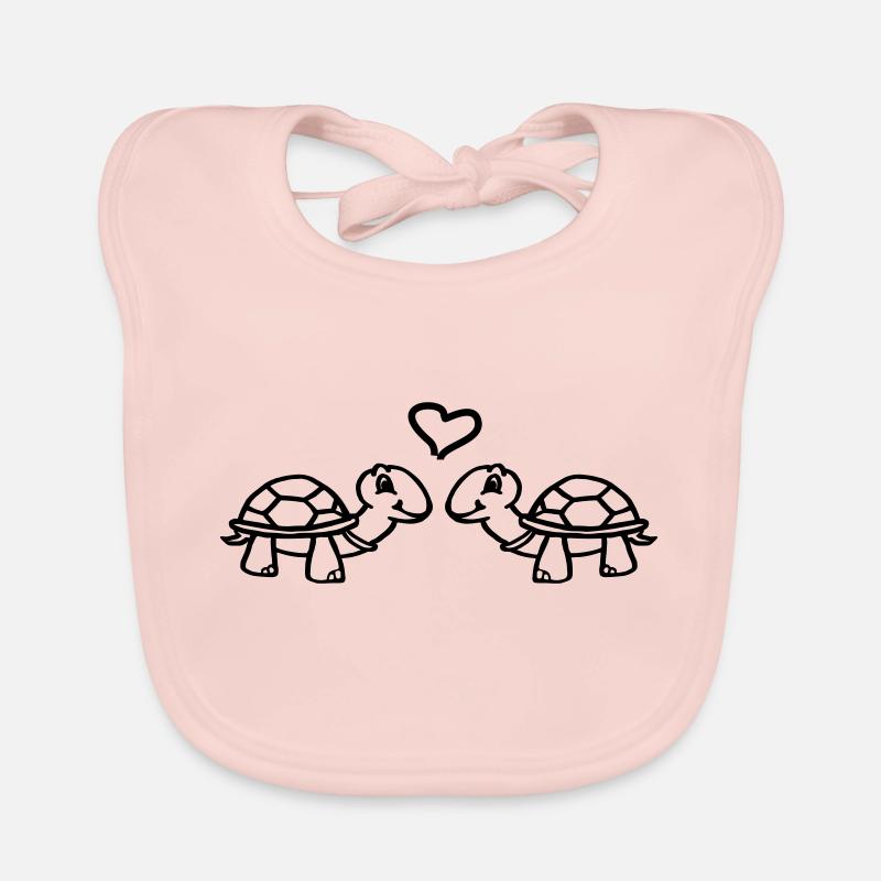 Schildkröten mit Herz - Baby Bio-Lätzchen - Rose
