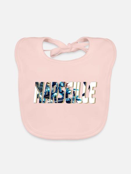 Marseille stylized comic book design - Organic Baby Bibs - rose - Front