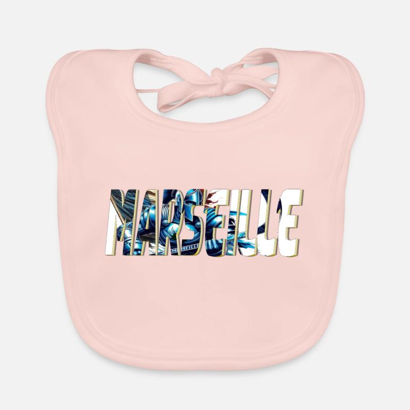 Marseille design stylisé BD - Bavoir bio Bébé - rose