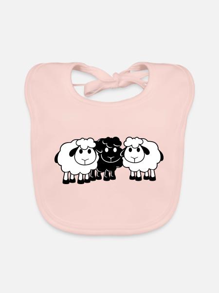 Schwarzes Schaf 3 Freunde Team Crew Schäfchen Süß - Baby Bio-Lätzchen - Rose - Vorne