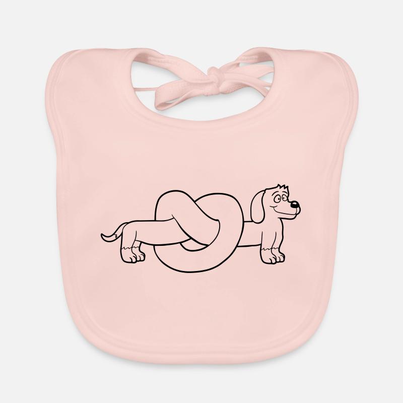 Hund Dackel Brezel Form Knoten Langer Körper Comic Baby Bio-Lätzchen