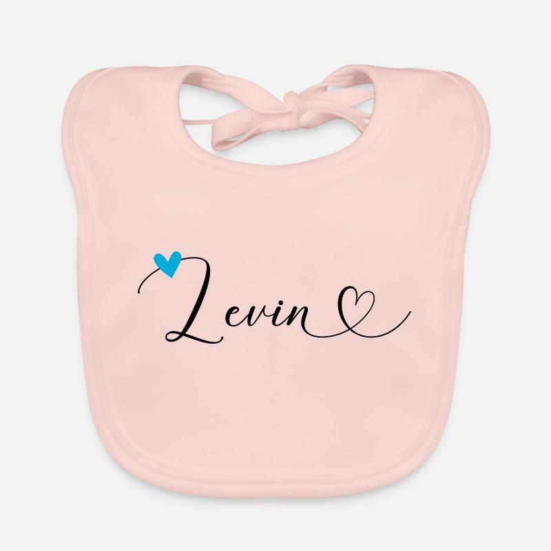 Levin Nom Prénom Calligraphie coeur Bavoir bio Bébé