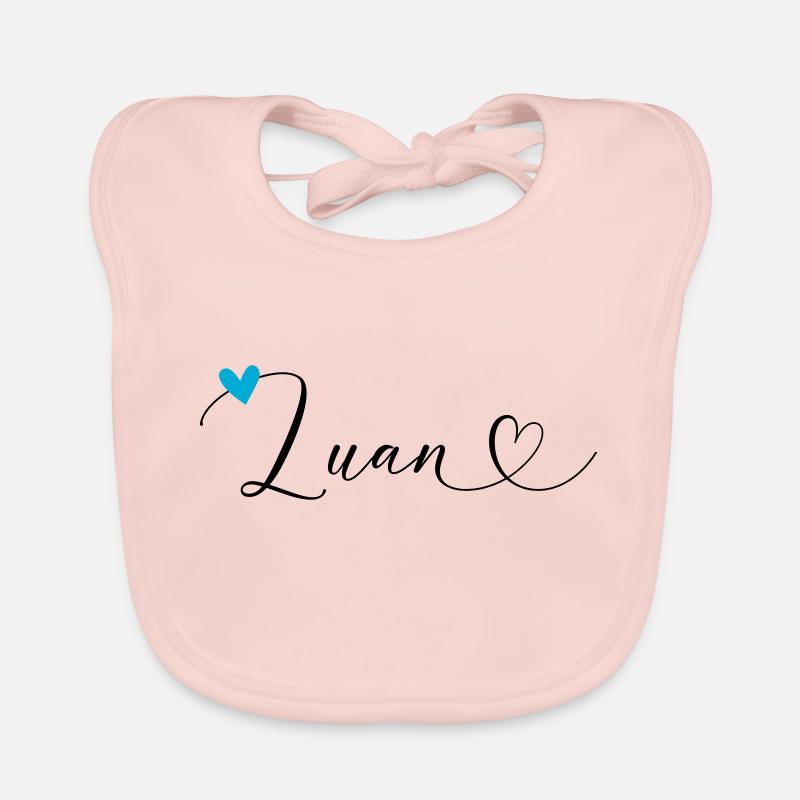 Luan Nom Prénom Calligraphie Coeur Bavoir bio Bébé