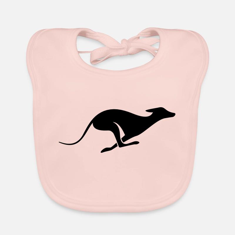 Windhund Silhouette – Lévrier, Greyhound Design - Bavoir bio Bébé - rose