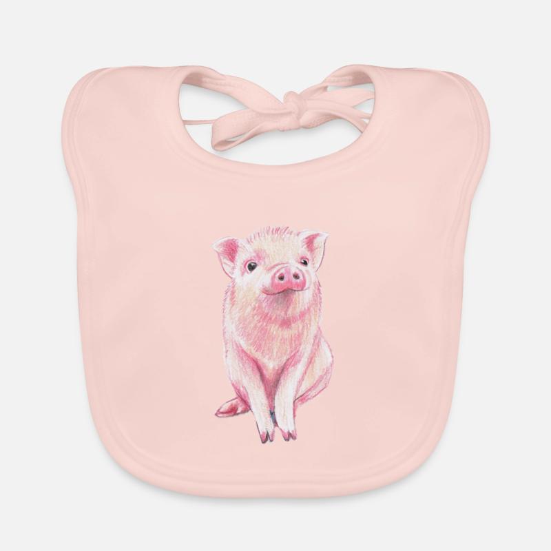 Schweinchen - Baby Bio-Lätzchen - Rose