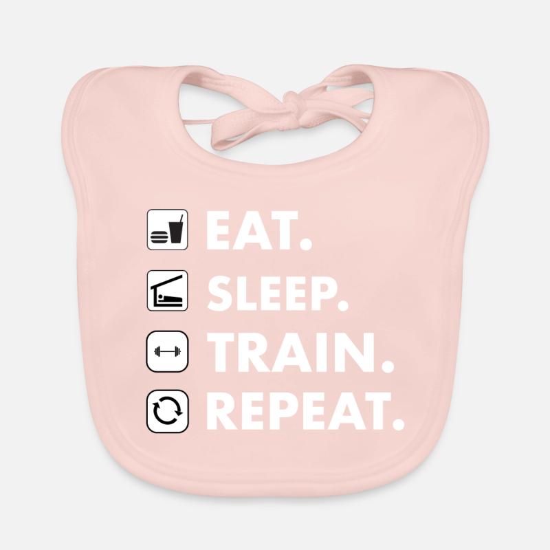 Eat. Sleep. Train. Repeat. - Baby Bio-Lätzchen - Rose