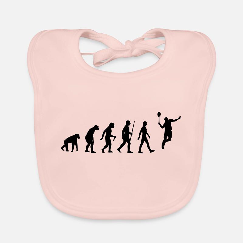Evolution - badminton, badminton, human, monkey Organic Baby Bibs