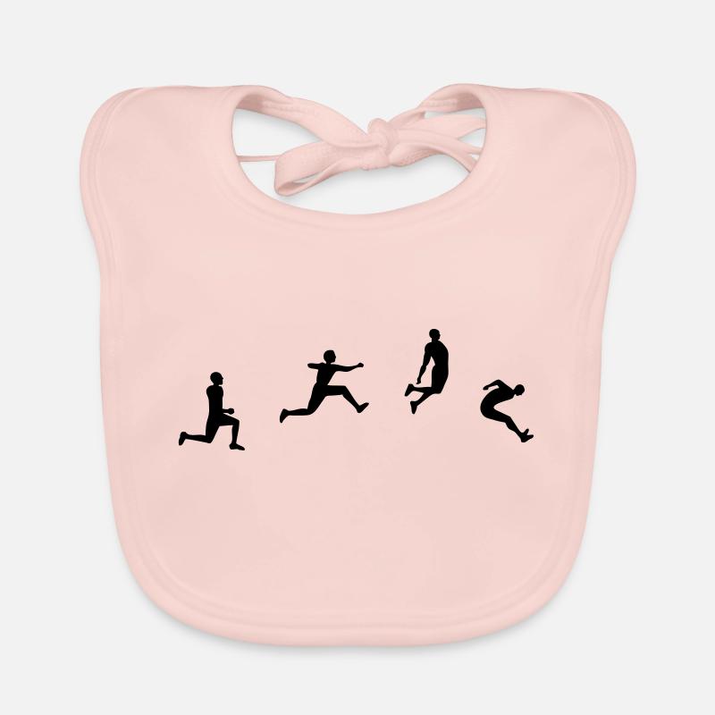 Weitsprung long jump Silhouette-Zeichnung Baby Bio-Lätzchen